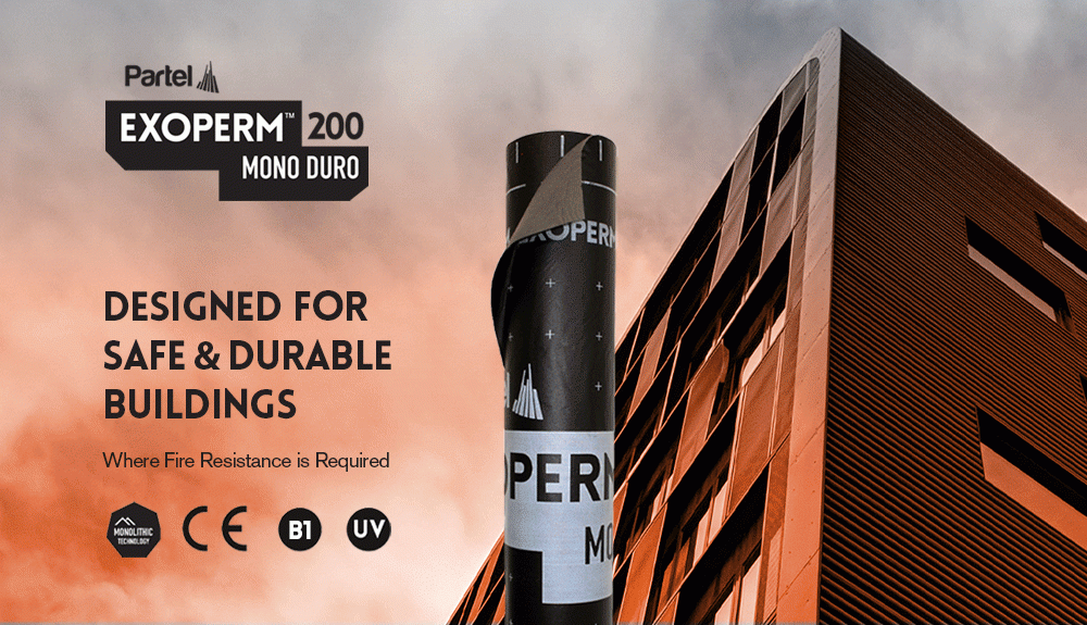 Partel launches EXOPERM™ MONO DURO 200 – UV Stable & Fire-Resistant Monolithic Membrane